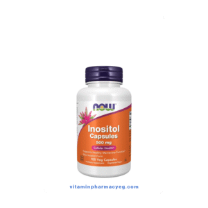 صورة عبوة NOW Inositol 500 mg – 100 كبسولة نباتية، مكمل غذائي يدعم صحة الغشاء الخلوي، وظيفة الدماغ، وتنظيم مستويات السكر في الدم. العبوة تحتوي على 100 كبسولة نباتية، خالية من الجلوتين، الصويا، الألبان، والمواد المعدلة وراثيًا.